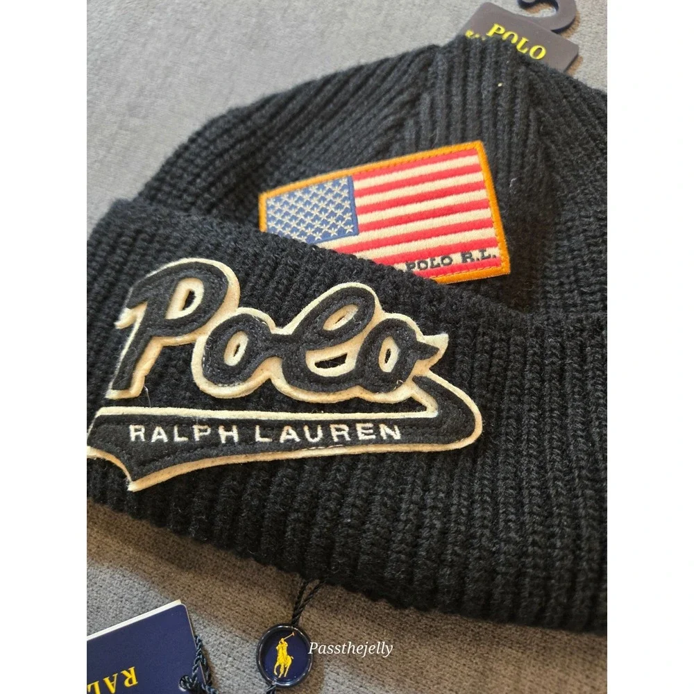 Polo Ralph Lauren OS Black Gold Race Horse Bucket Hat Cap Beanie NEW NWT